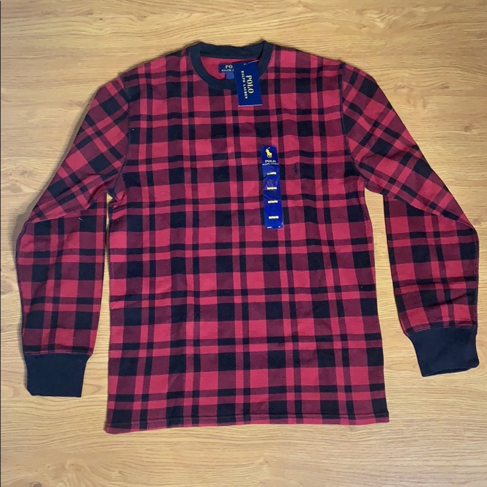 Polo Ralph Lauren Red & Black Plaid Thermal Size M - Picture 1 of 6
